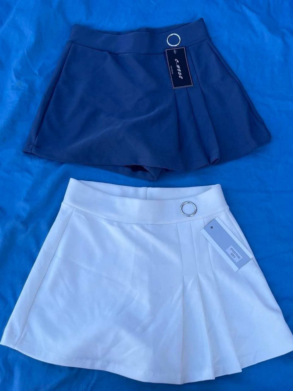 Navy and White Pleated Tennis Skorts